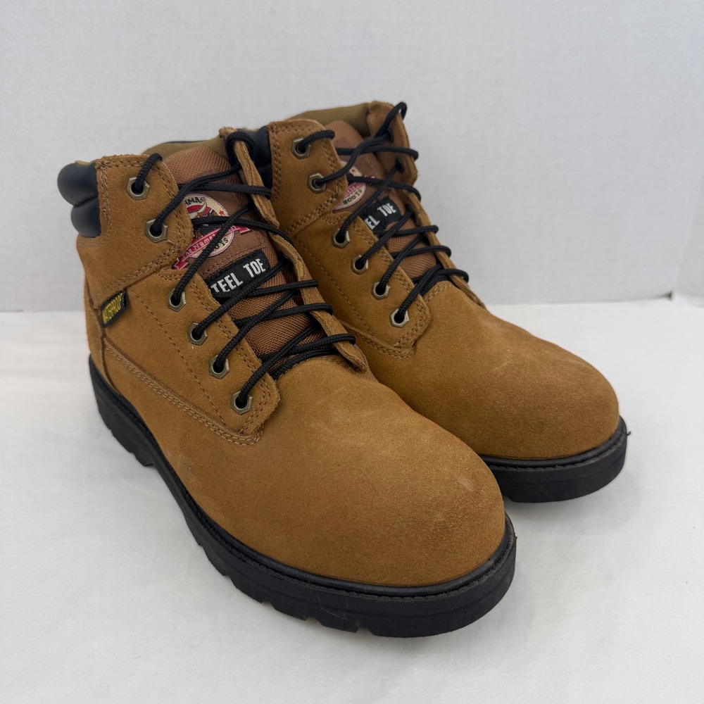 Brahma Mens Steel Toe Waterproof Work Boots Wheat Tan Leather ASTM 10